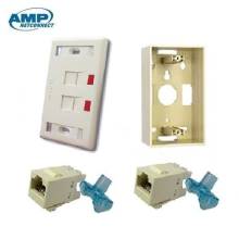 Bộ Outlet AMP 2 cổng  1 điện thoại 1 mạng cat6